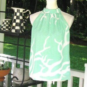 Elizabeth McKay River Halter Top shirt blouse 6 polyester luxury style